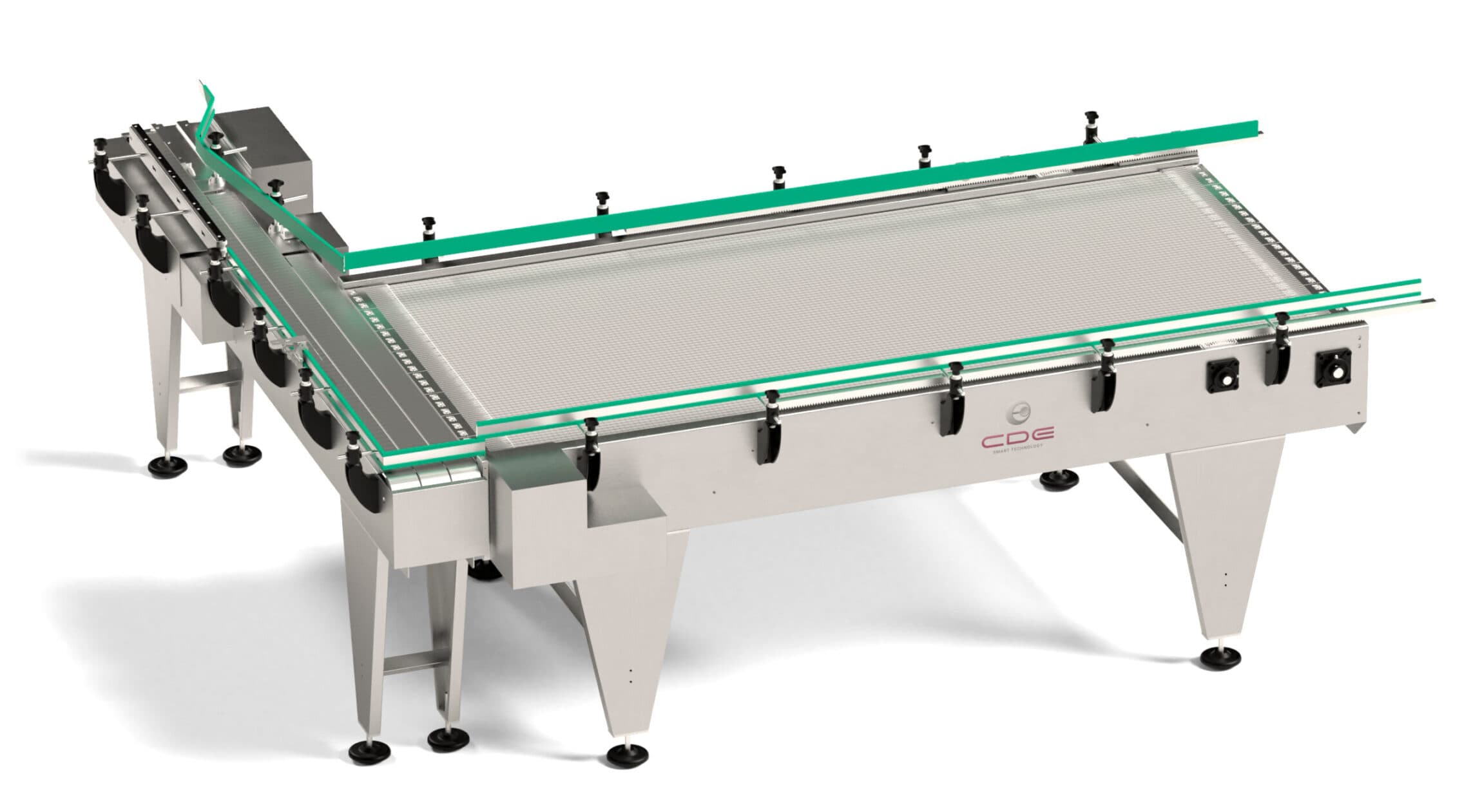 Despaletizador CDE de mesa con 3 vías para alimentación automática de línea