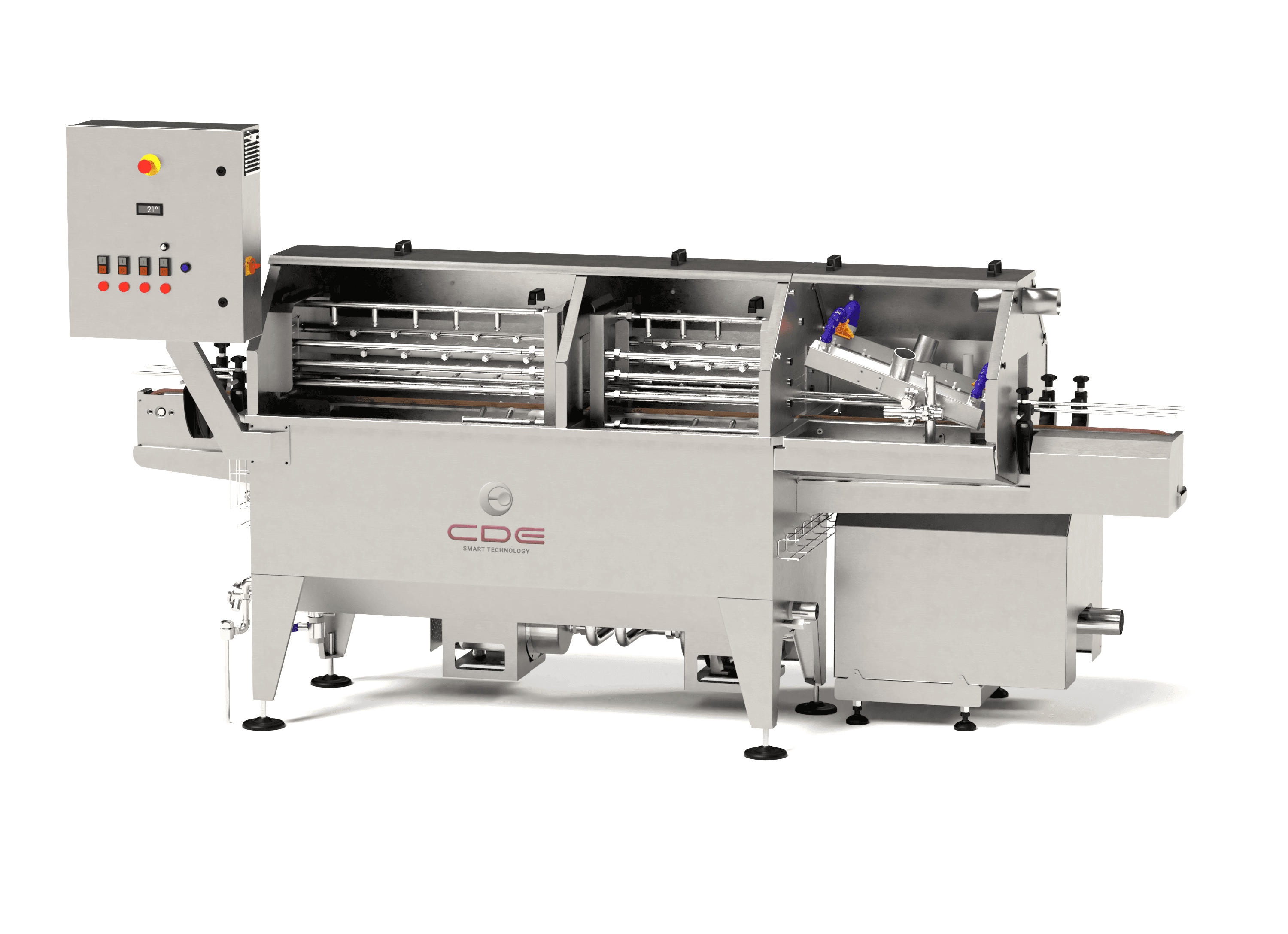 Lavadora-secadora pequeña CDE abierta para higienización de envases en línea